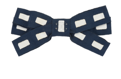 Chanel 17P CC Bow Hair Clip, £290, Accessories, Navy/White, Fabric, Front view